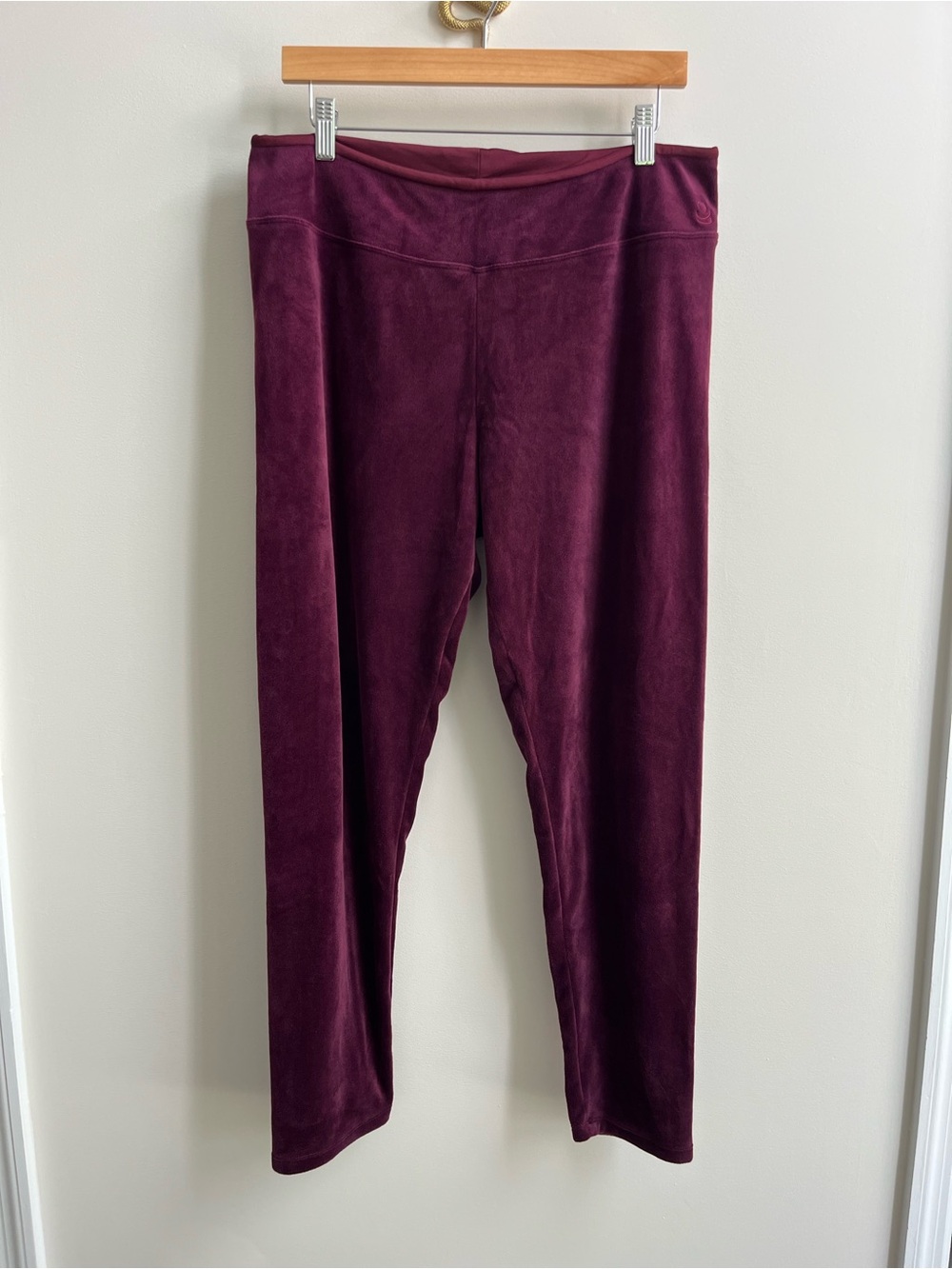 Cuddl Duds Stretch Plush Velour Velvet Lounge Leggings Burgundy Purple L